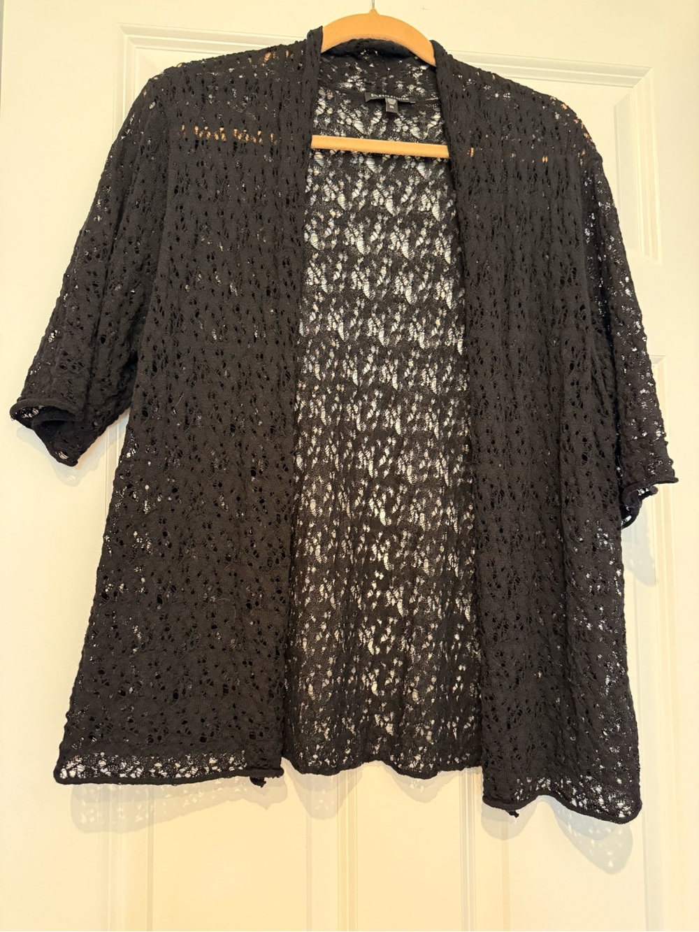 Eileen Fisher Black Lace Open-Front Women's Cardigan s. Xl